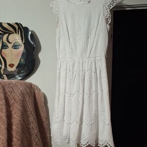 Chic White Eyelet Dress